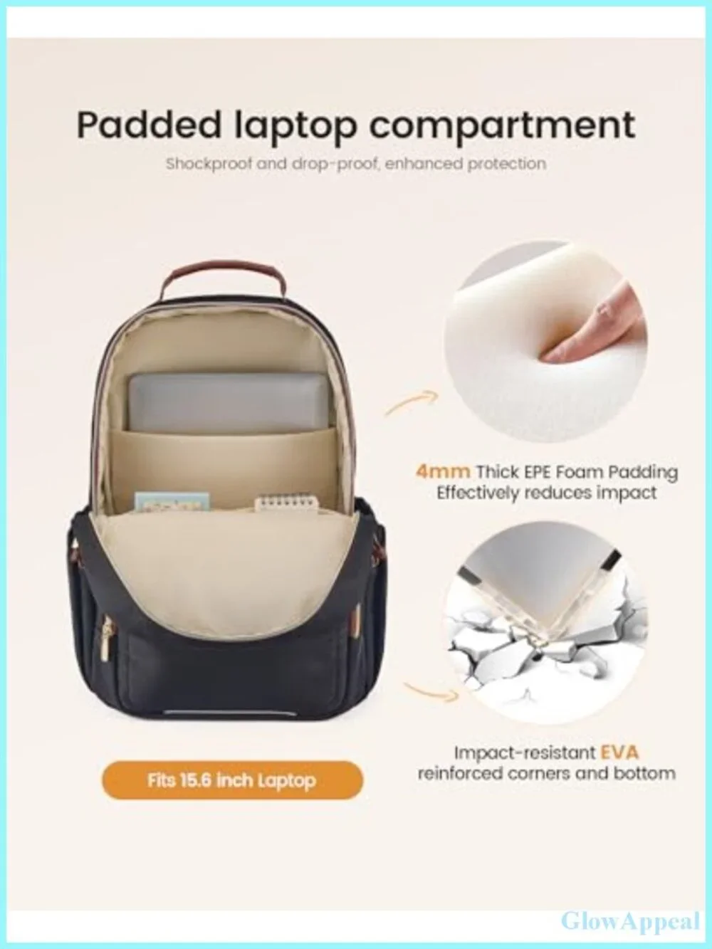 Laptop Backpack for Women with Padded Laptop Compartment,Water-Resistant Daypack
